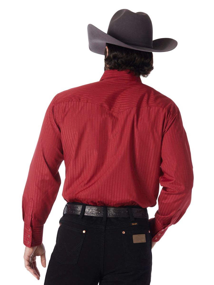 Wine Tonal Pearl Snap Men's Shirt by Wrangler®