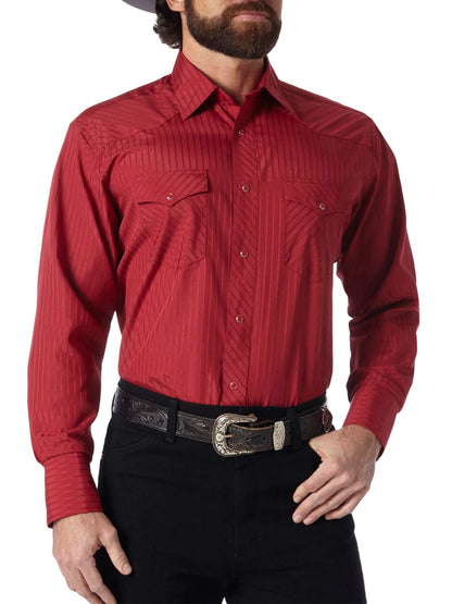 Wine Tonal Pearl Snap Men's Shirt by Wrangler®