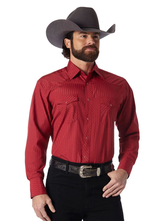 Wine Tonal Pearl Snap Men's Shirt by Wrangler®