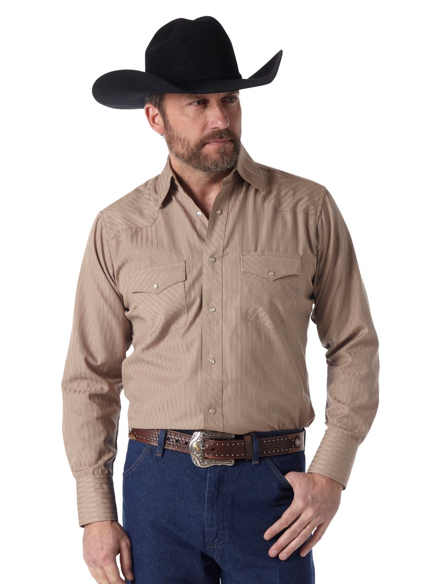 Tan Tonal Pearl Snap Men's Shirt by Wrangler®
