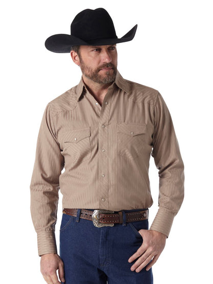 Tan Tonal Pearl Snap Men's Shirt by Wrangler®