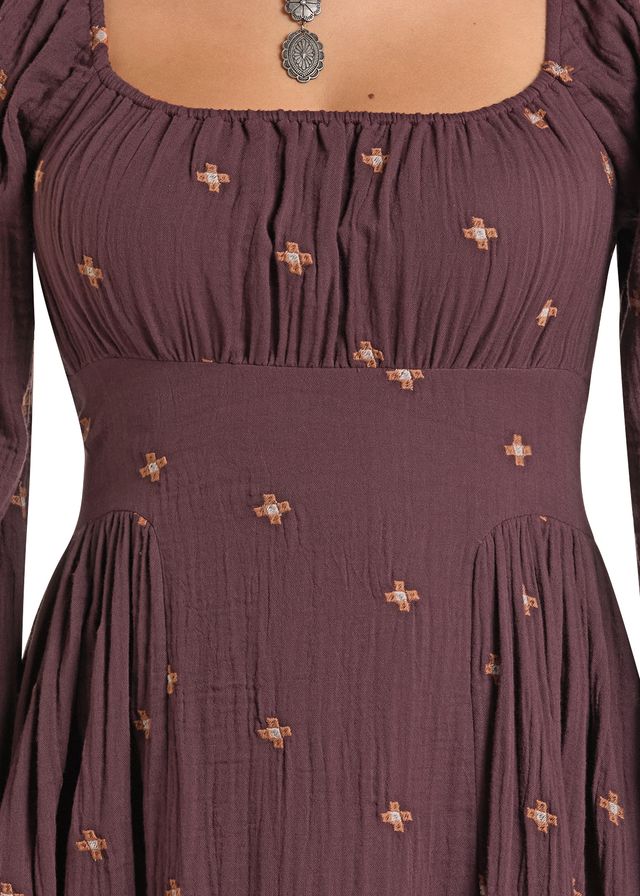 Embroidered Wine Maxi Dress by Rock & Roll Cowgirl®
