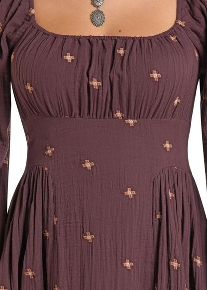 Embroidered Wine Maxi Dress by Rock & Roll Cowgirl®
