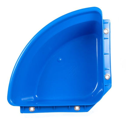 top view of a blue heavy duty plastic corner feeder for in a stable by fortiflex