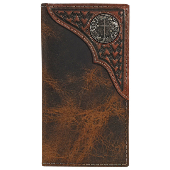 Dark Brown Oiltan & Basktstamp Junior Rodeo Wallet by Justin®