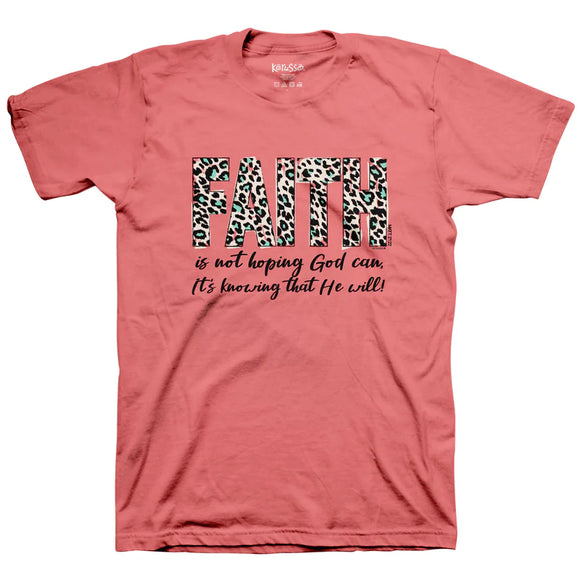 Leopard Print 'FAITH' Women's T-Shirt by Kerusso®