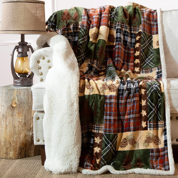 'Tree Plaid' Plush Sherpa Throw by Carsten's Inc.®
