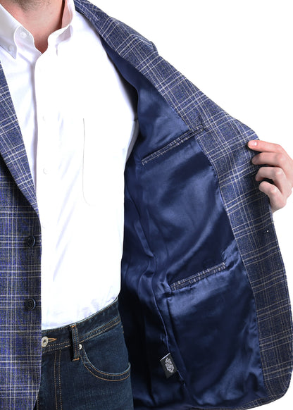Blue Plaid Men's Western Sport Coat by Rock&Roll Denim®