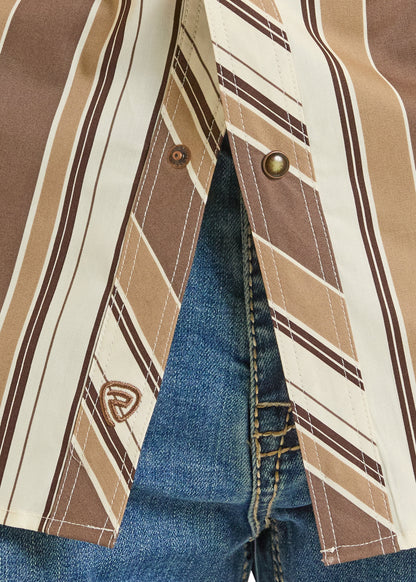brown Pandhandle Slim Shirt and Blue Jeans