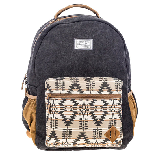 Hooey Backpack with a patterned front pocket on a white background