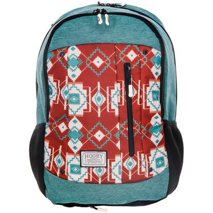 Hooey Backpack with rust and blue pattern on a white background