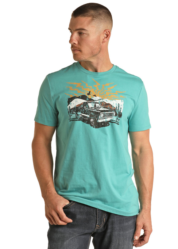 Teal Truck Men's T-Shirt by Rock&Roll Denim®