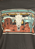 Black Steer Skull Men's T-Shirt by Rock&Roll Denim®