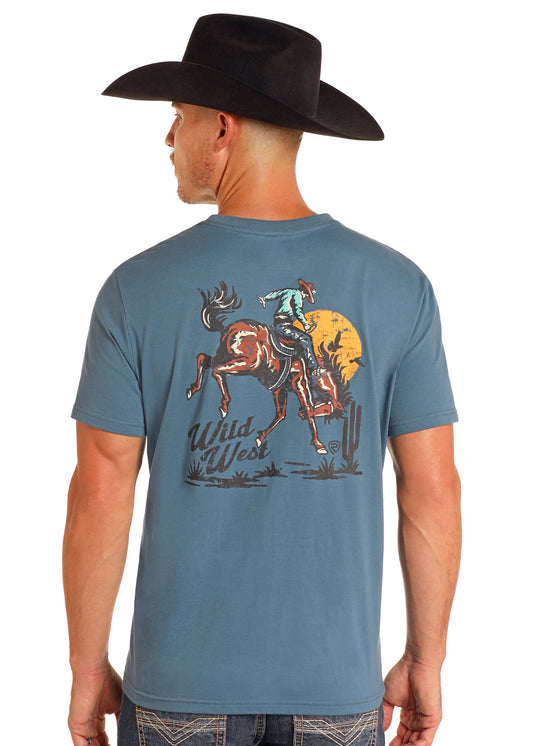 Blue 'Wild West' Men's T-Shirt by Rock&Roll Denim®