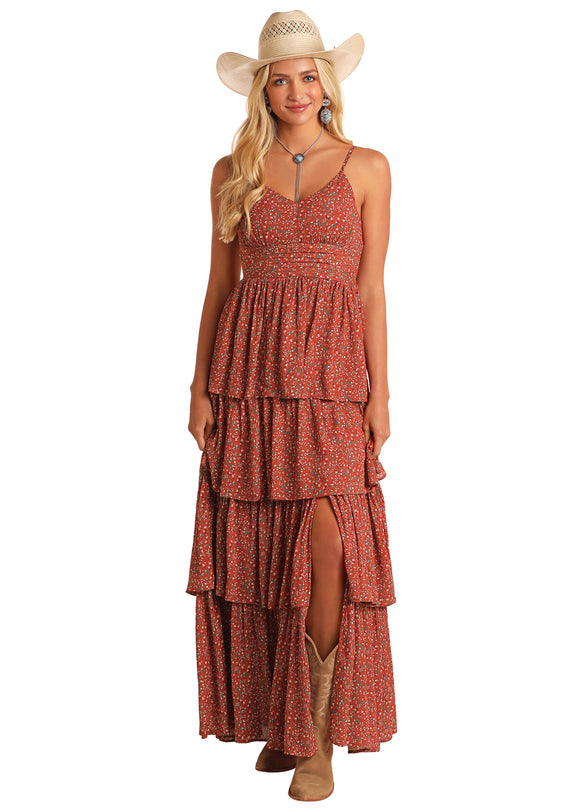 Burnt Orange Tiered Maxi Dress by Rock & Roll Cowgirl®