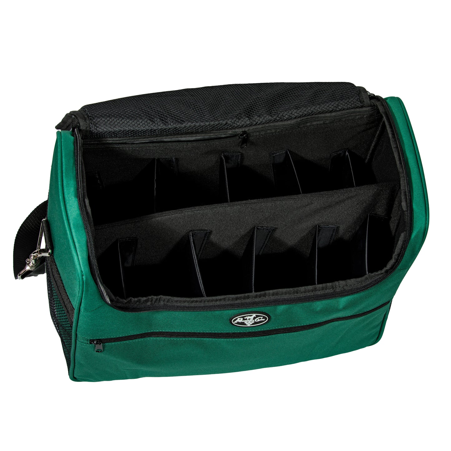 Green Professional's Choice bag with a black strap on a white background