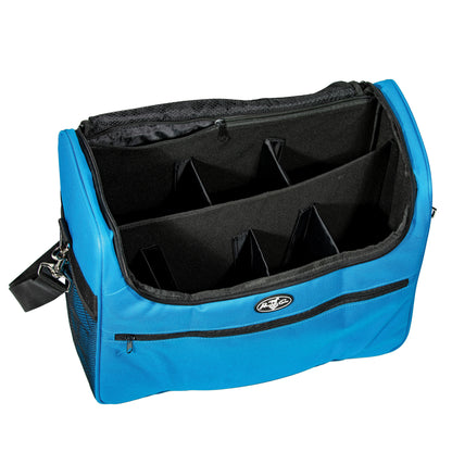 Blue Professional's Choice bag with a black strap on a white background