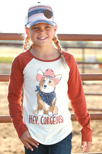 'Hey Corgeous' Long Sleeve Girls T-Shirt by Cruel Girl®