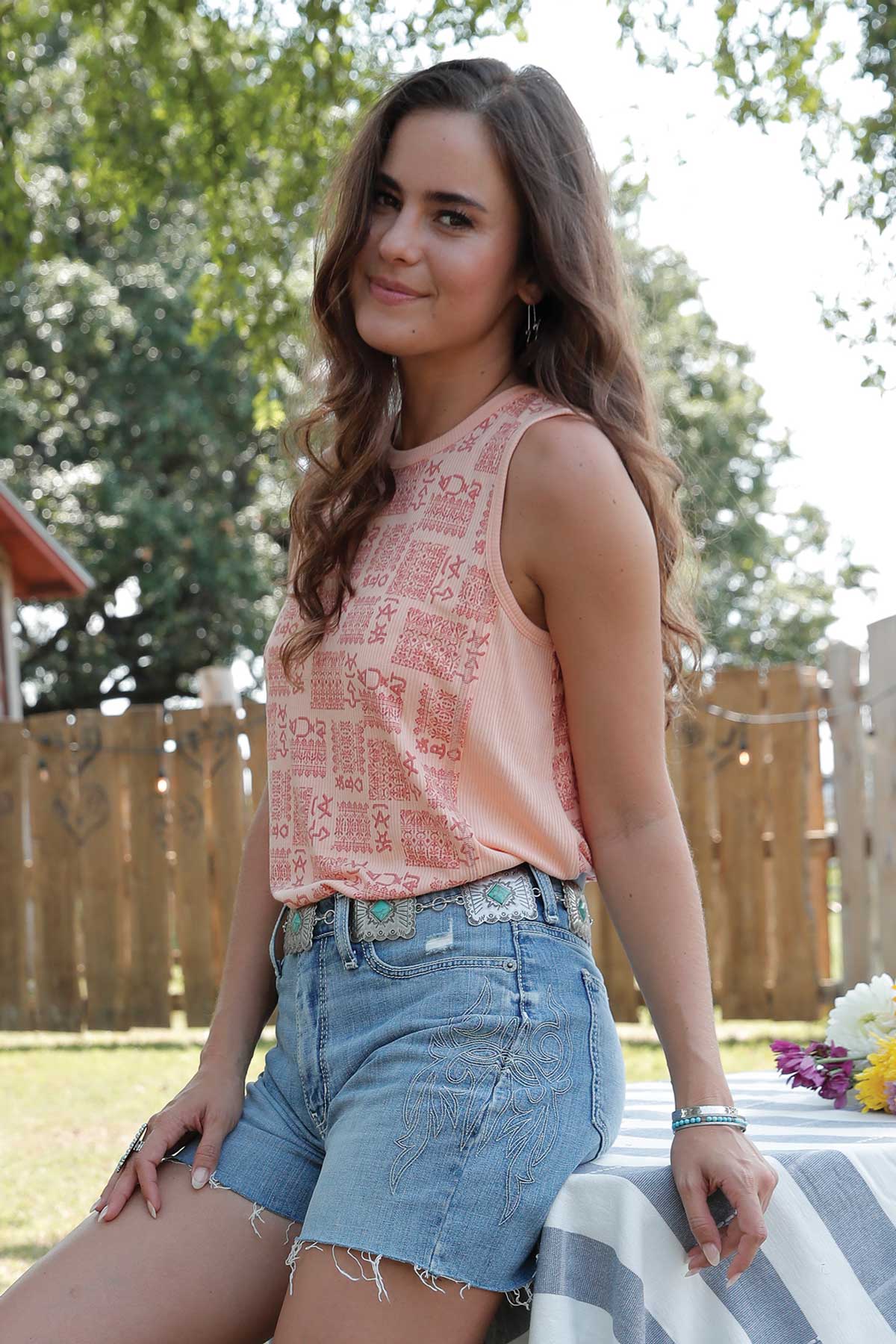 'Branded' Peach Women's Tank Top by Cruel Denim®
