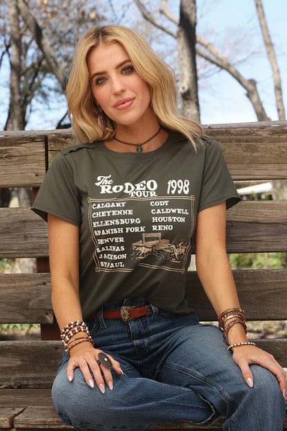Olive 'Rodeo Tour' Cropped Women's T-Shirt by Cruel Denim®