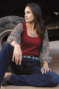 Deep Red & Paisley Women's Top by Cruel Denim®