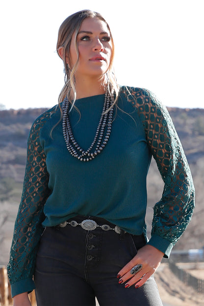 Forest Lace & Waffle Knit Women's Blouse by Cruel Denim®