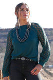 Forest Lace & Waffle Knit Women's Blouse by Cruel Denim®