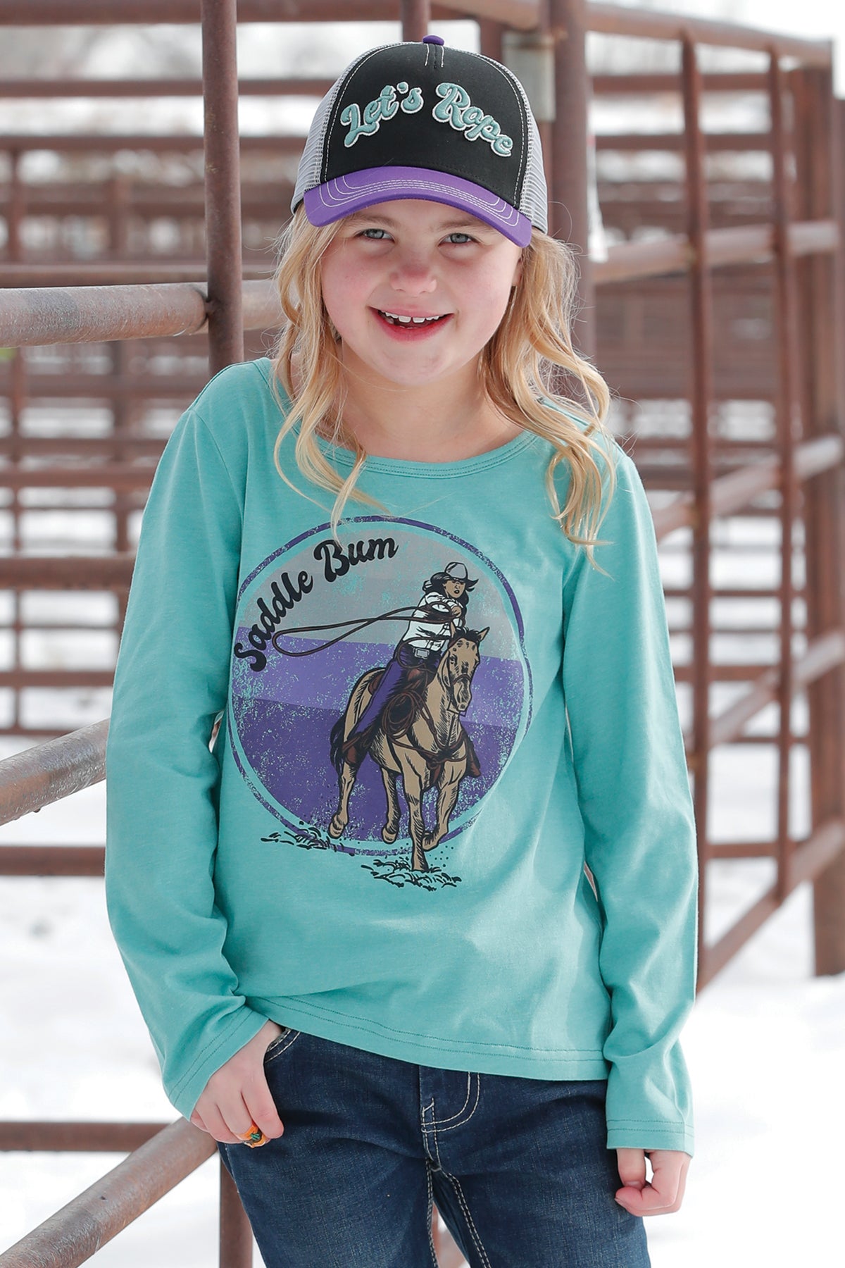 'Saddle Bum' Long Sleeve Girls T-Shirt by Cruel Girl®
