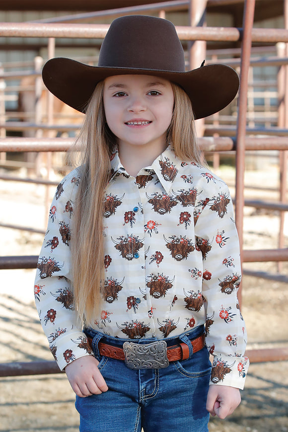 Floral Highland Steer Girl's Shirt by Cruel Girl®