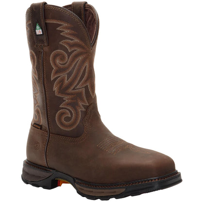 Brown Durango cowboy boot with intricate design on a white background