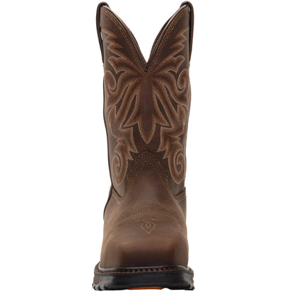 Brown Durango cowboy boot with intricate design on a white background