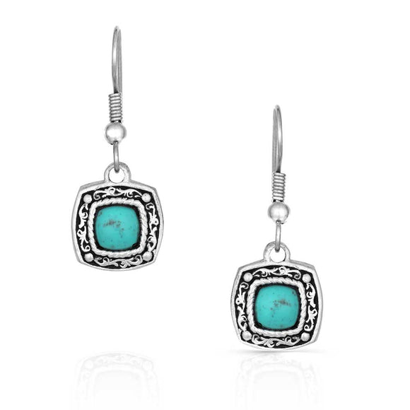 Square Drop Turquoise Earrings by Montana Silversmiths®