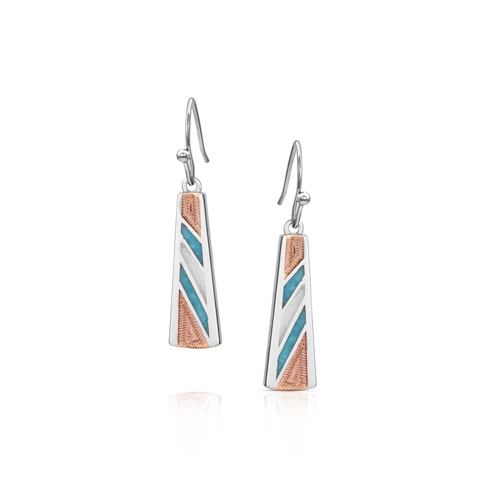 Pair of Montana Silversmiths earrings with striped design on a white background