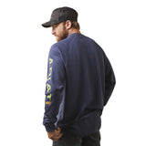 Navy Rebar™ 'Cotton Strong' Long Sleeve Men's T-Shirt by Ariat®