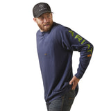 Navy Rebar™ 'Cotton Strong' Long Sleeve Men's T-Shirt by Ariat®