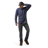 Navy Rebar™ 'Cotton Strong' Long Sleeve Men's T-Shirt by Ariat®