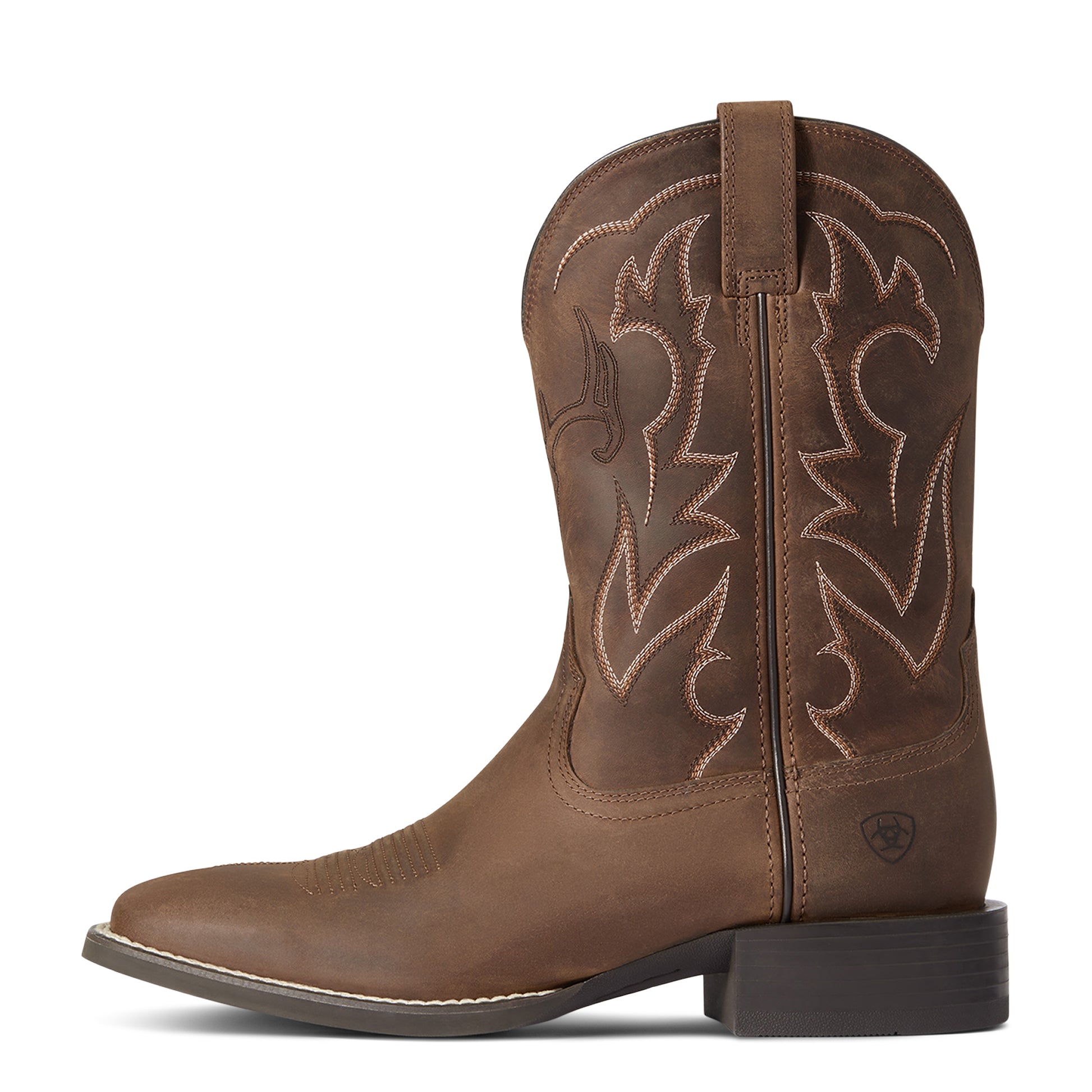 Brown Ariat boot on a white background