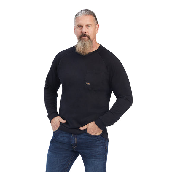 Black Rebar™ 'Cotton Strong' Long Sleeve Men's T-Shirt by Ariat®