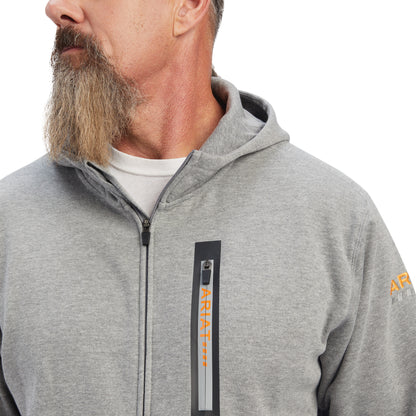 Heather Grey Rebar™ 'Workman' Full Zip Men's Hoodie by Ariat®