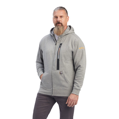 Heather Grey Rebar™ 'Workman' Full Zip Men's Hoodie by Ariat®