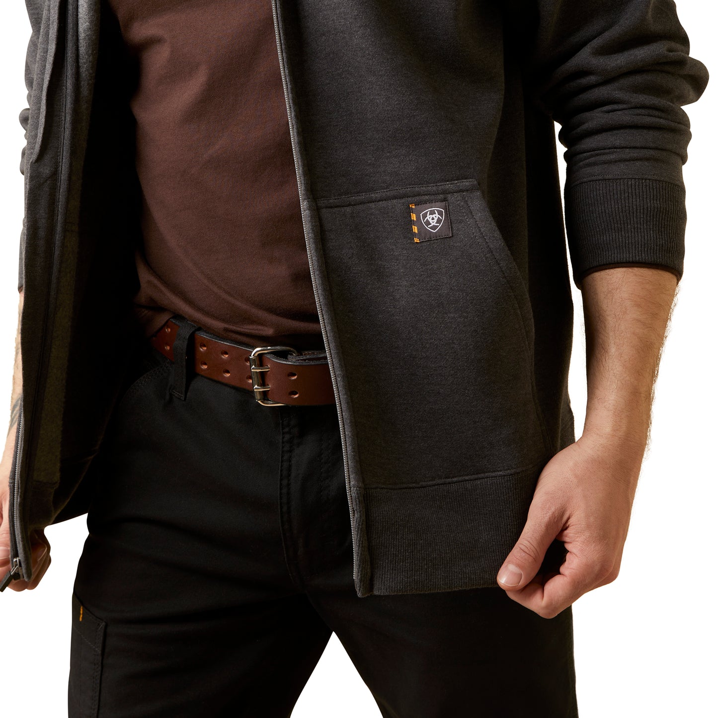 Charcoal Heather Rebar™ 'Born For This' Full Zip Men's Hoodie by Ariat®