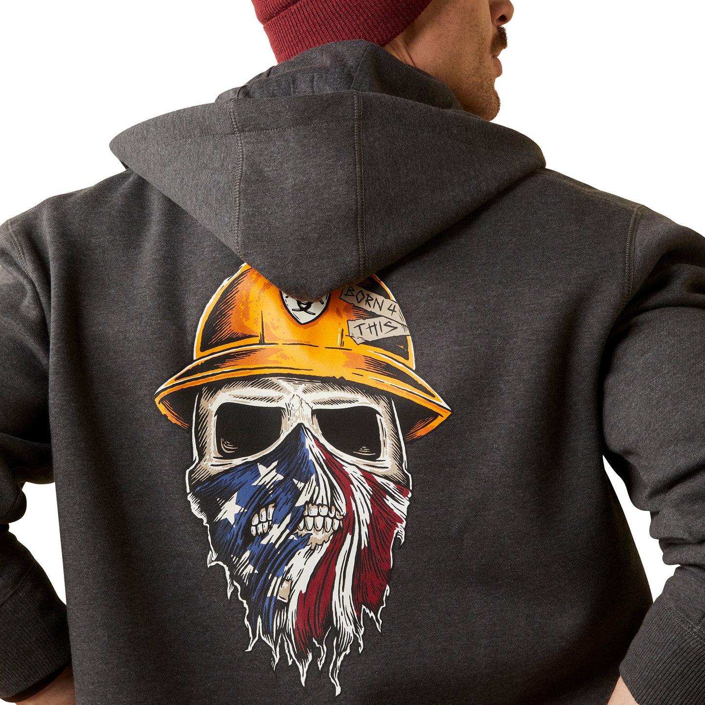 Charcoal Heather Rebar™ 'Born For This' Full Zip Men's Hoodie by Ariat®