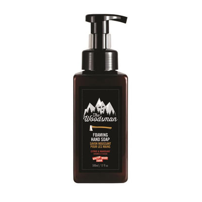 the Woodsman foaming hand soap from Walton Wood Farm on a white background