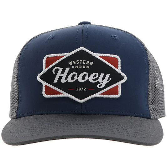 Navy and gray cap with 'Hooey' logo on a white background