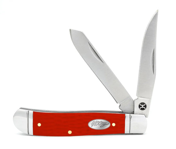 Red Jig Bone Large 'Trapper' Pocket Knife by Hooey®