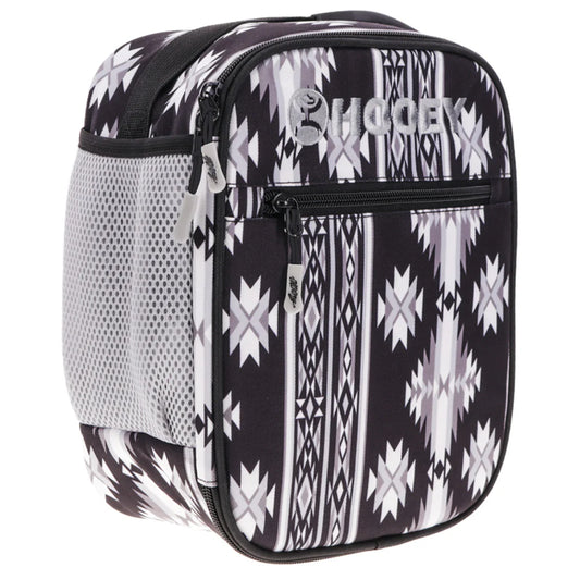 Black and white patterned bag with a visible Hooey logo on a white background