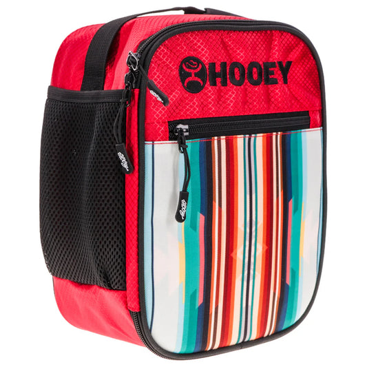 Red Hooey lunch bag on a white background