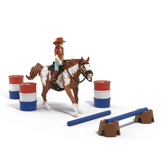 Schleich horse jumping figurine set on white background