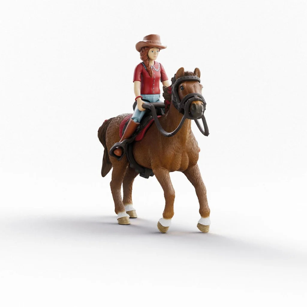 Hannah and Cayenne horse play set from Schleich on a white background