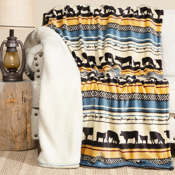 'Morning on the Farm' Plush Sherpa Throw by Carsten's Inc.®